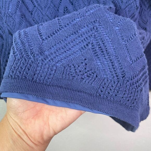 Lauren Ralph Lauren Linen Blend Layered Knit Blue Top Size L - Picture 5 of 8